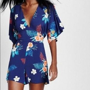 Express floral kimono sleeve romper